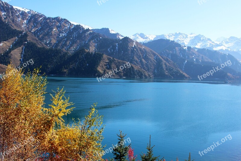 Tianchi Lake Snow In Xinjiang Free Photos