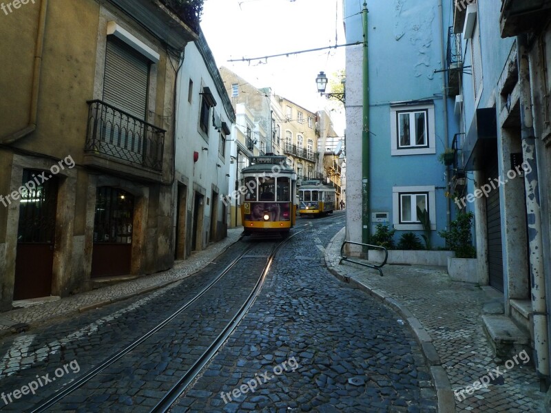 Town Lisbon Tram Portugal Architecture