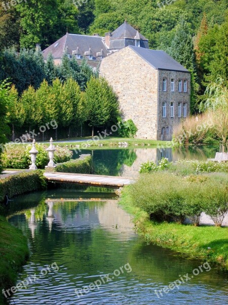 Ardennes Castle Pond Houses Belgium