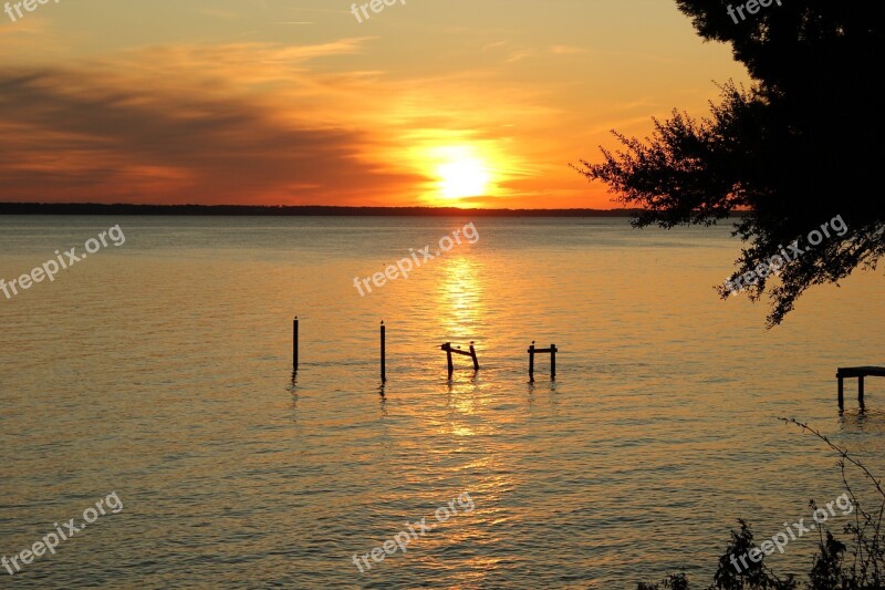 Sunset River Water James River Free Photos