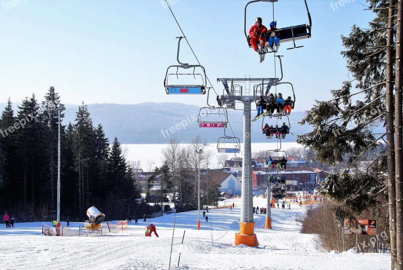 Winter Snow Ski Resort The Ski Slope Cableway