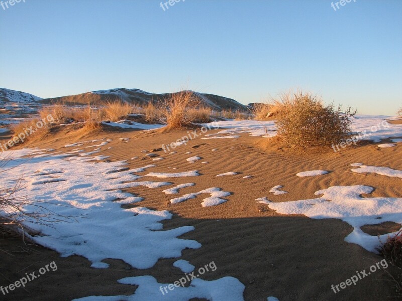 Landscape Scenic Snow Sand Kelso Dunes