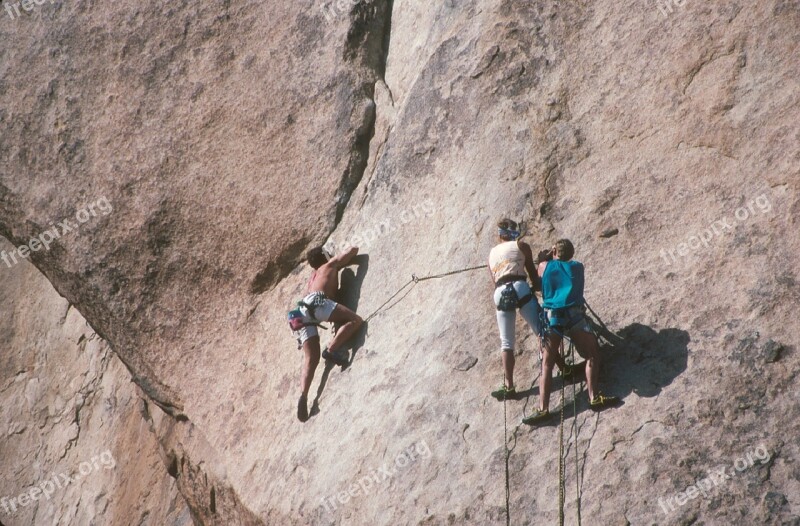 Mountain Climbers Rocks Climb Outdoors