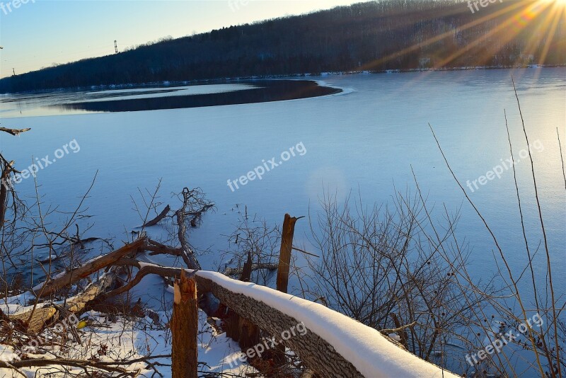 Lake Frozen Water Winter Snow