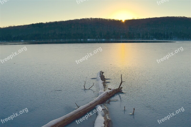 Lake Frozen Water Winter Snow