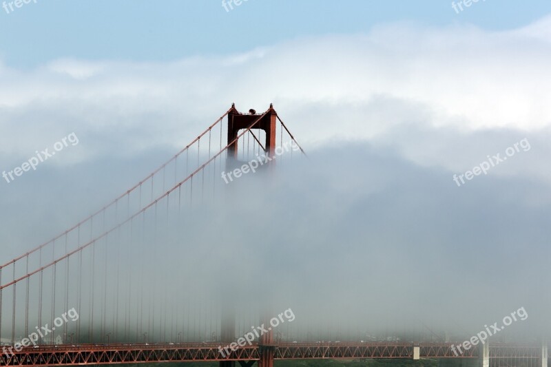 Bridge Golden Gate Fog Cloud Towers