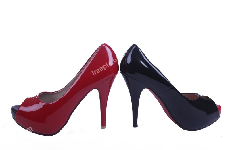 Shoes Pumps Red High Heeled Shoe Black