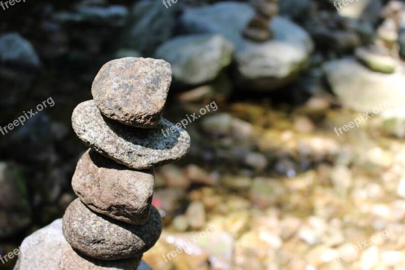 Land Art Stones River Stream River Basin