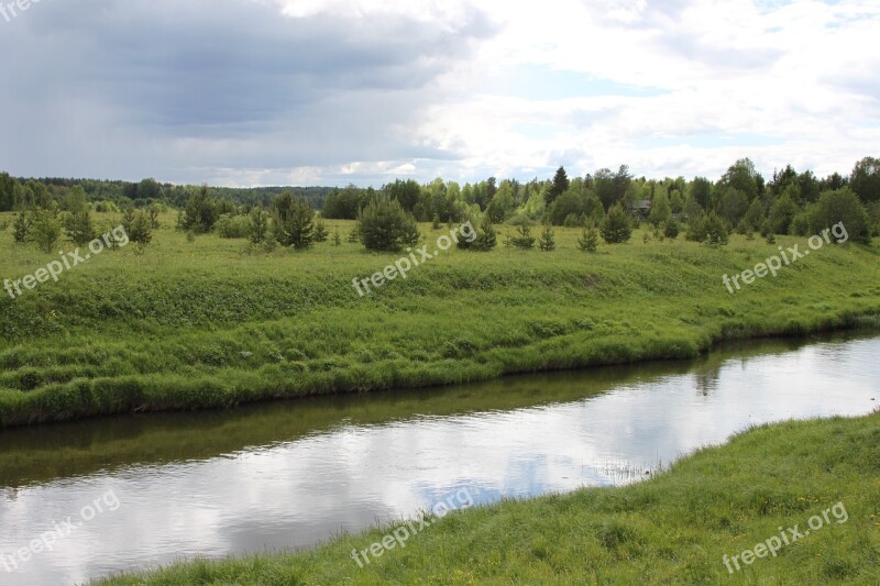 Small River Meadow Glade Environment Wildlife