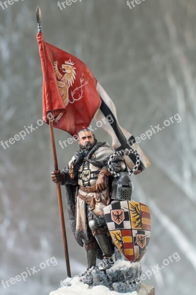 Knight Figurine Flag Banner Armor