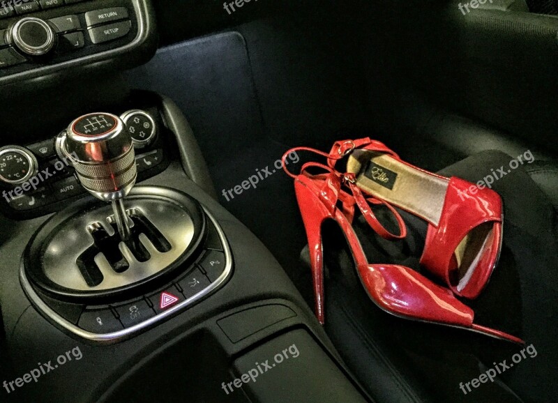 Sports Car High Heels Circuit Red Background