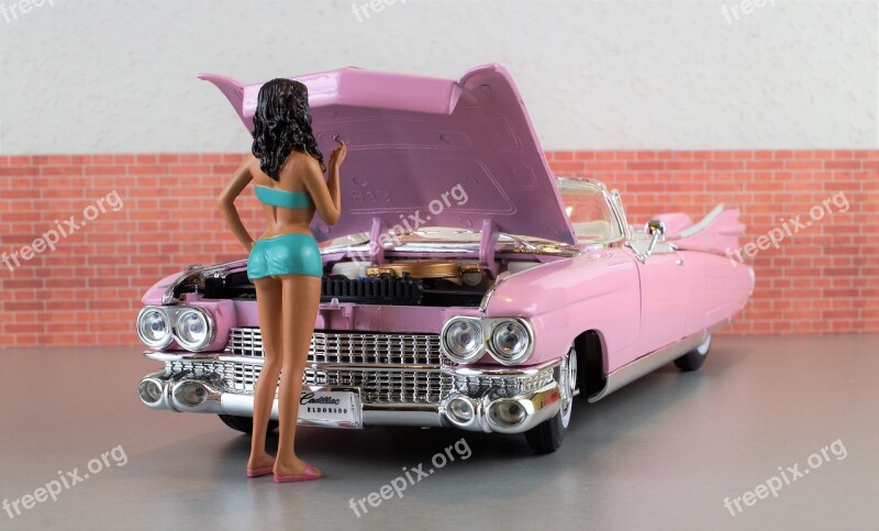 Model Car Cadillac Cadillac Eldorado Pink Auto