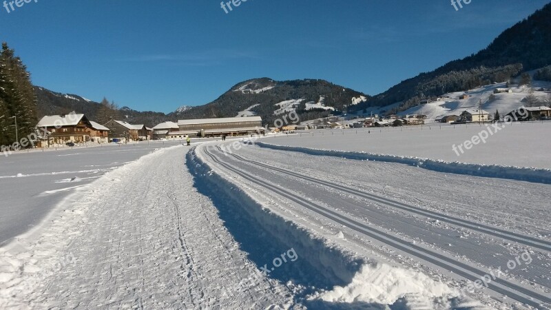 Wintry Trail Cross Country Skiing Trace Free Photos