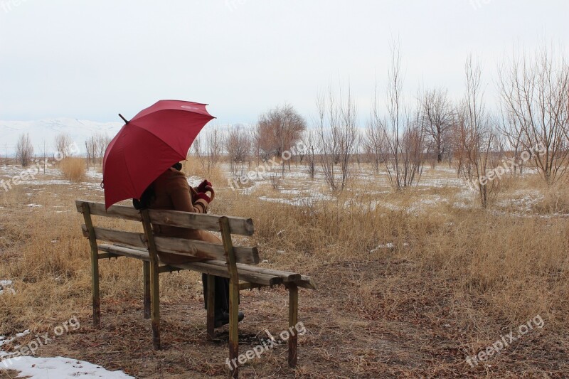 Umbrella Loneliness Winter Kayseri Develi