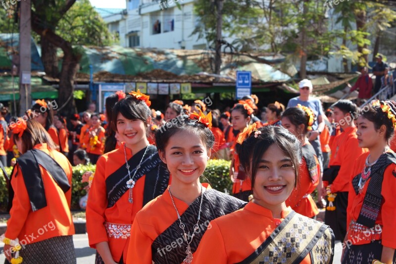 Parade Udonthani Birthday Orange Buddhism