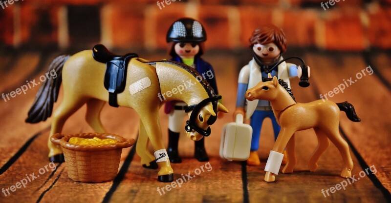 Playmobil Horses Injured Veterinarian Game Characters