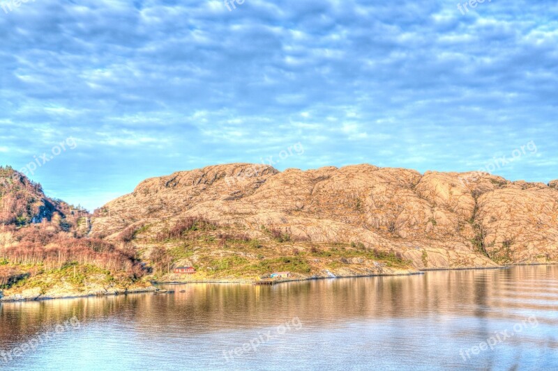 Norway Coast Mountain Architecture Clouds