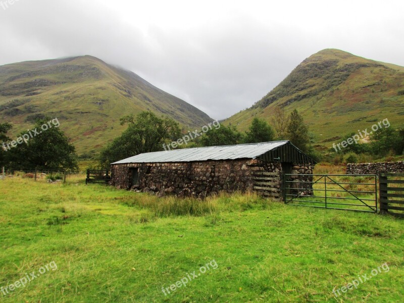 Scotland Mountains Hills Bothy Barn