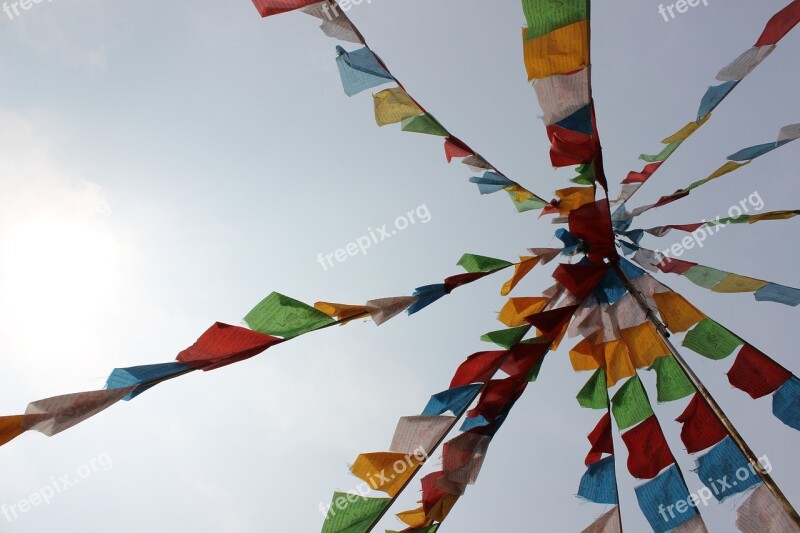 Prayer Flags Colorful Look Up Free Photos