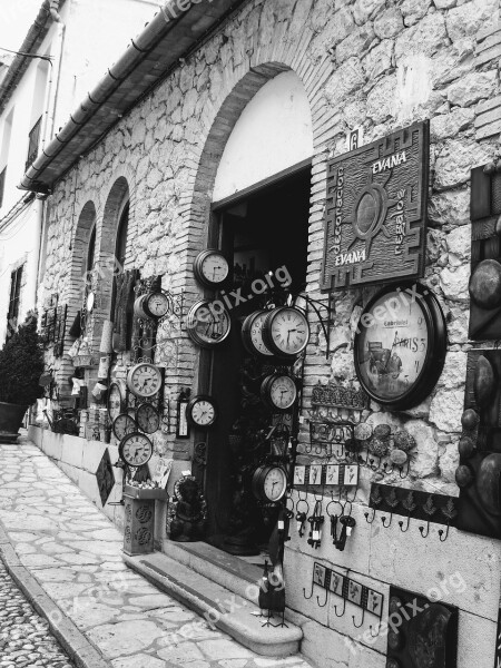 Shop Clocks Guadalest Spain Facade