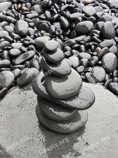 Black Stone Lava Stone Iceland Nature Stack Up