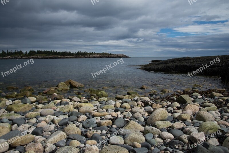 Landscape Scenic Coastline Cobblestones Beach