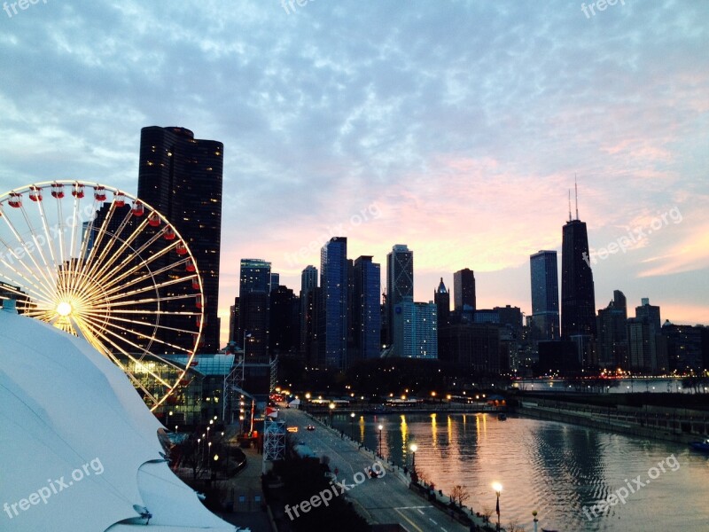 Chicago City Skyline Building Urban