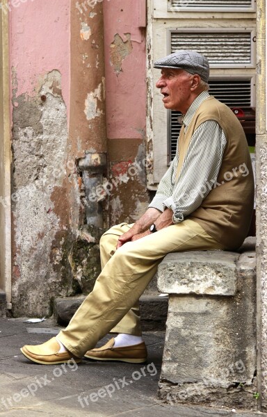 Grandfather Cinque Terre Italy Elder Beret