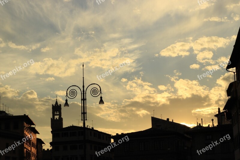 Florence Sunset Italy Street Lamp Tower