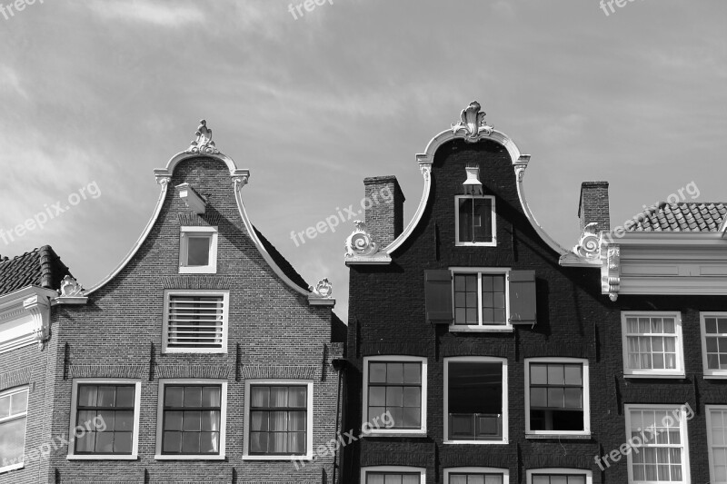 Amsterdam Gable Black And White Façades Free Photos