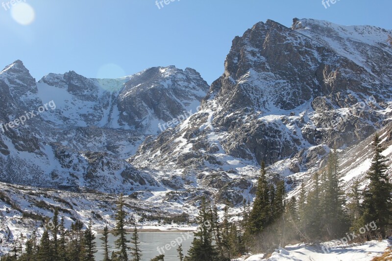 Mountains Rockies Trees Nature Snow