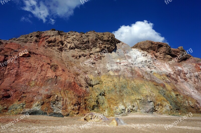 Greece Milos Mountains Colors Beach