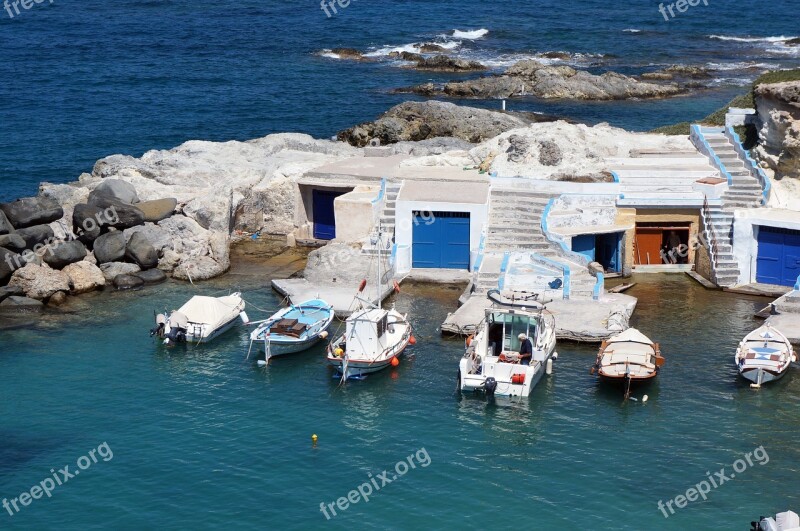 Greek Island Milos Fishermen's Houses Fishing Boats Little Boat