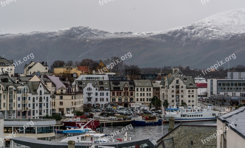 Norway Coast ålesund Mountains Architecture Scandinavia