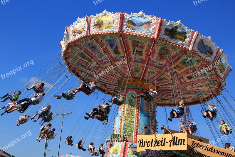 Oktoberfest Chain Carousel Blue Sky Free Photos