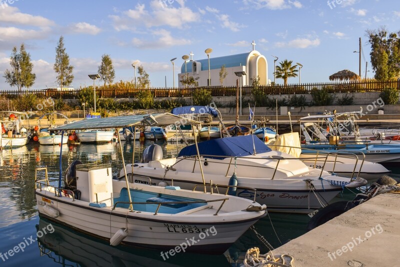 Fishing Harbor Boats Church Scenery Island