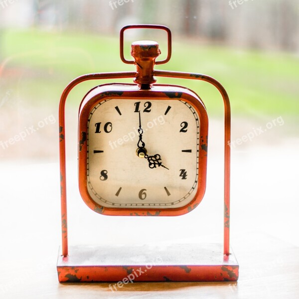 Clock Mantle Blur Bokeh Window