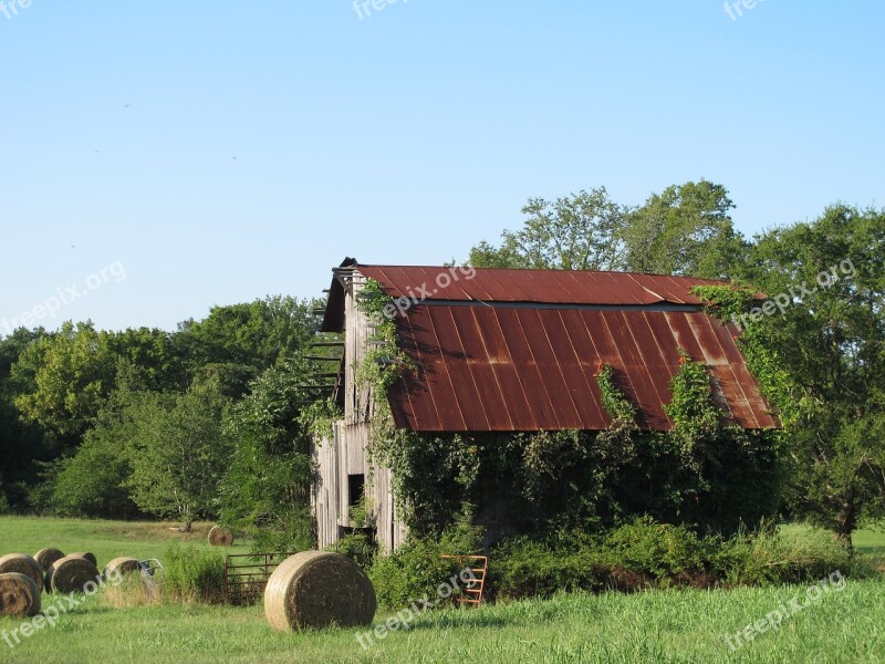 Barn Hay Bales Landscape Ruin Broken