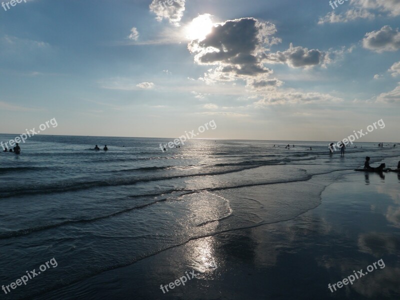 Beach Sunset Clouds Sun Sand