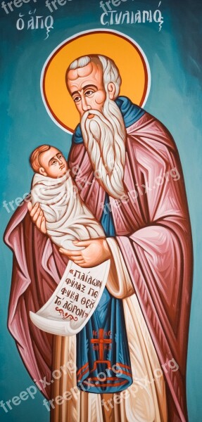 Ayios Stylianos Saint Baby Protector Iconography Painting