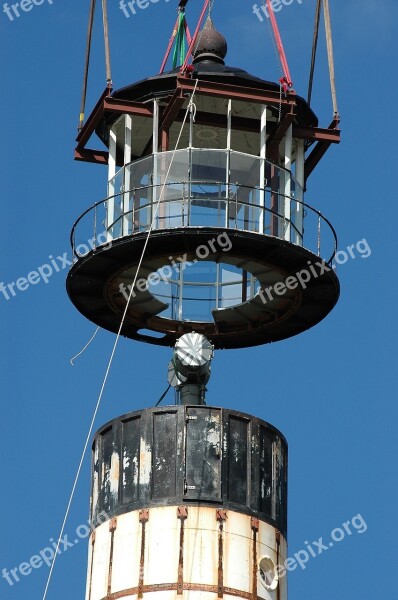 Lighthouse Lamp Room Maintenance Workers Crane