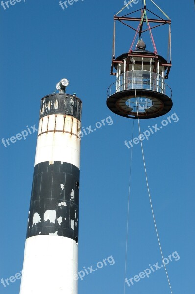 Lighthouse Lamp Room Maintenance Workers Crane