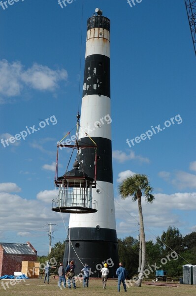 Lighthouse Lamp Room Maintenance Workers Crane