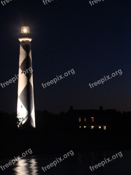 Lighthouse Cape Lookout Night Beacon Historic