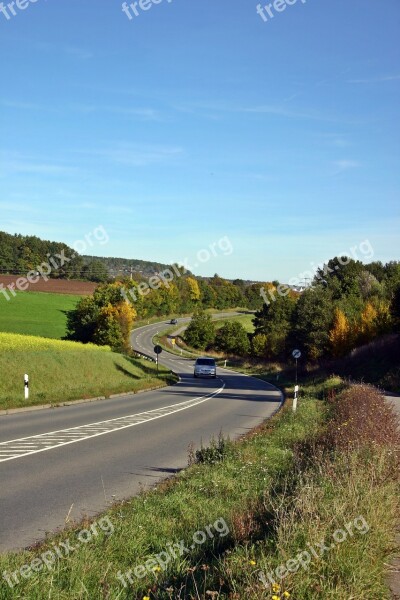 Road Cycle Path Landscape Auto Roadway