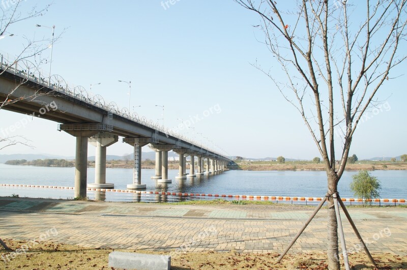 Overpass Riverside River Field Korea