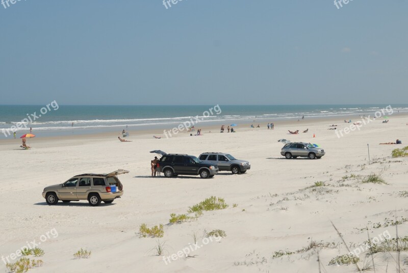 Cars On The Beach Beach Parked Sand St Augustine