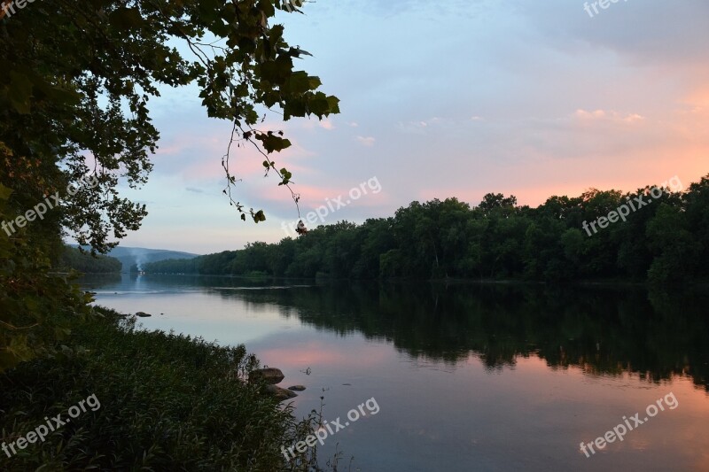 Potomac River Sunset Landscape Water Trees