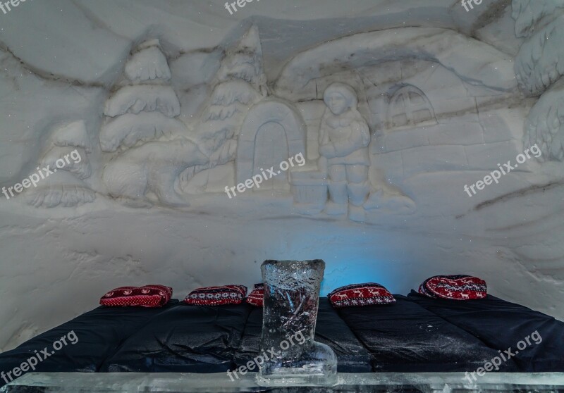 Snowhotel Hotel Room Ice Sculptures Kirkenes Norway