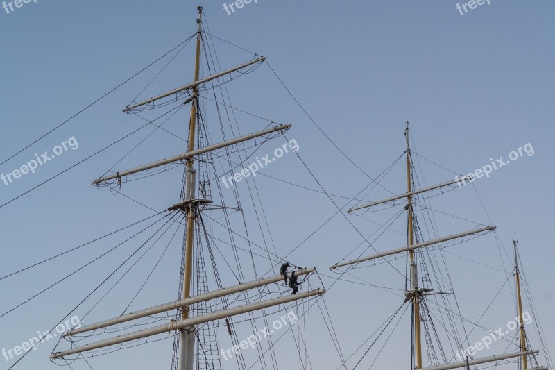 Men Working Ship Yacht Danger Shipping